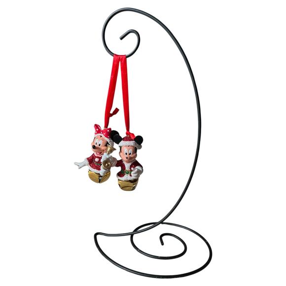 Disney Mickey and Minnie Mouse Glitter Bells 2-CT Ornaments As-is - Picture 2 of 6